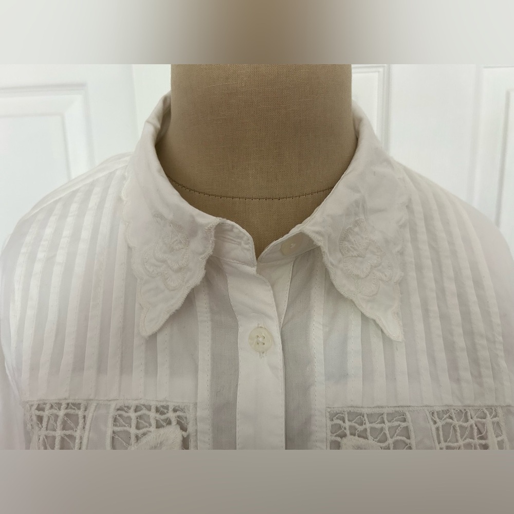 Anthropologie Lace Button-Down Blouse - Picture 5 of 11